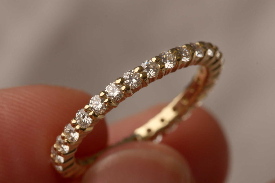2mm Claw Set Diamond Eternity Ring Yellow Gold