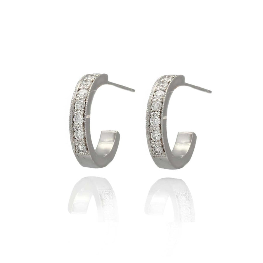 EC One 'Lilly' recycled White Gold Diamond Hoop Earrings