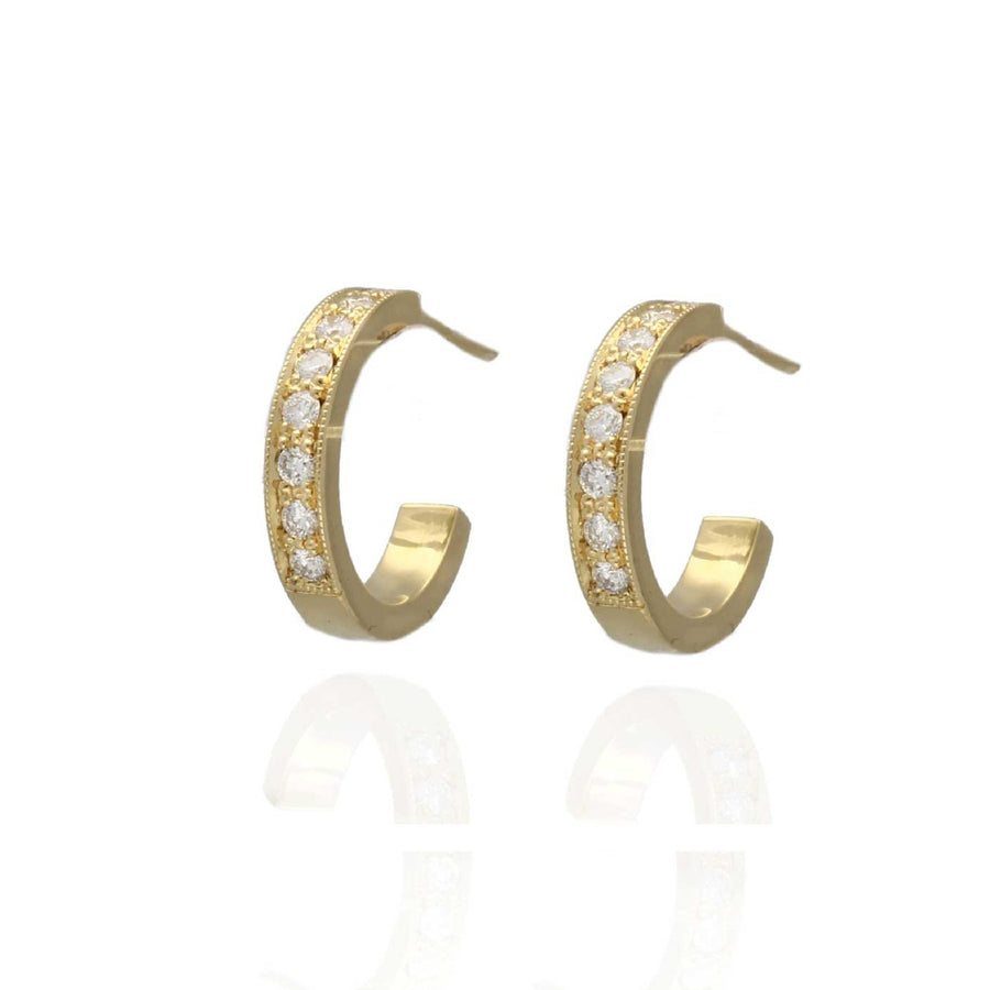 EC One Lilly recycled Yellow Gold Diamond Hoop Earrings