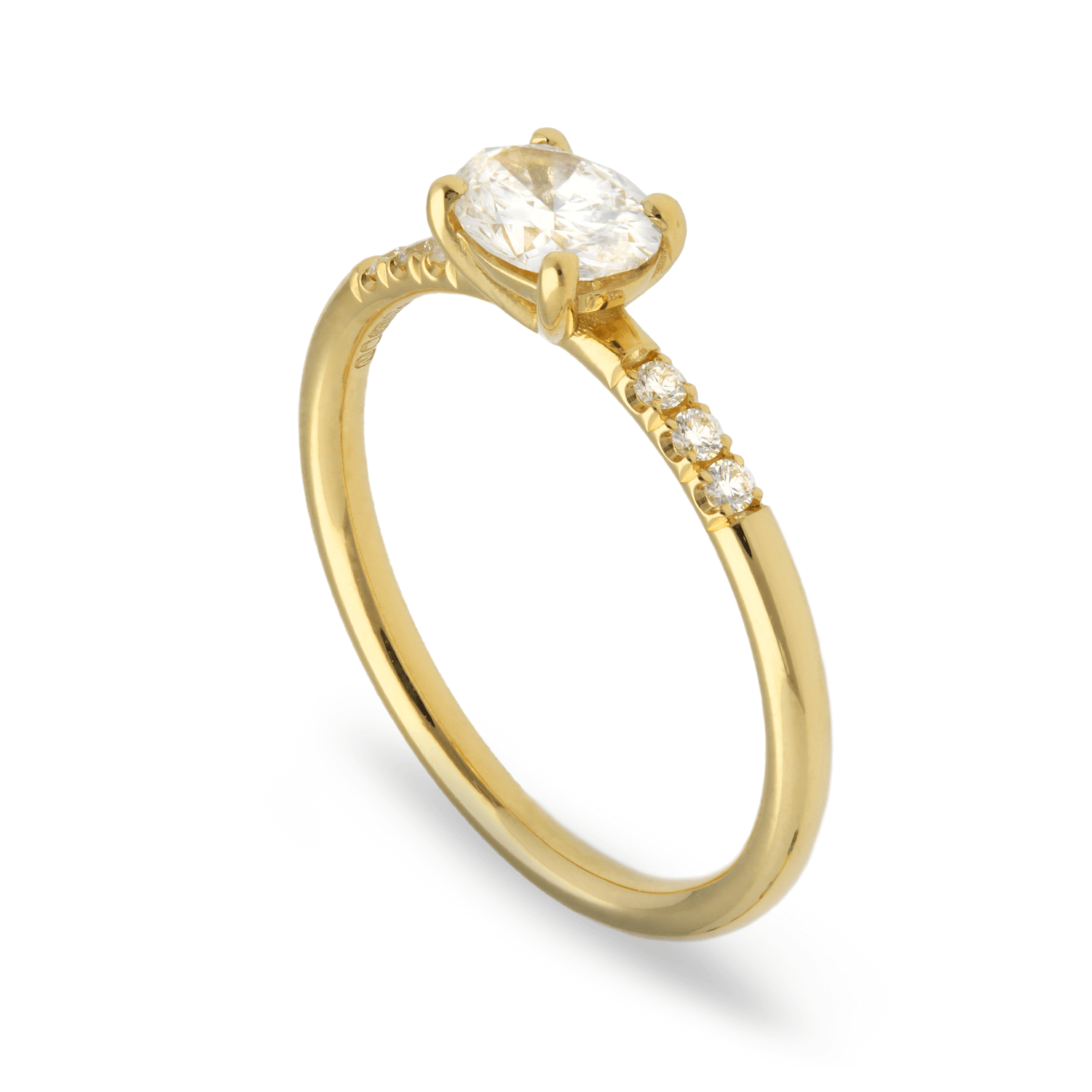 The Lois oval diamond recycled gold by EC One hand made in our London B Corp workshop