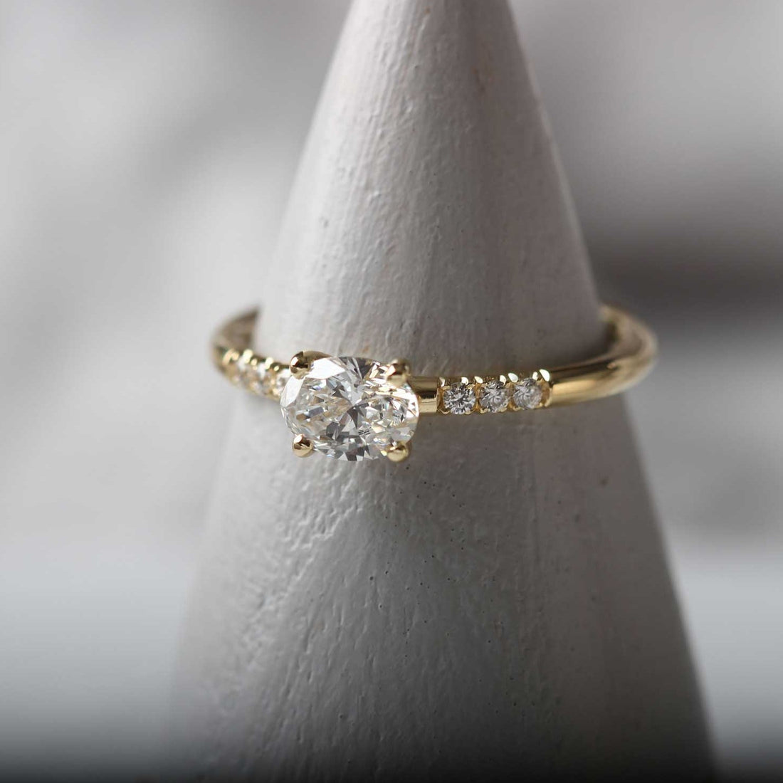 The Lois oval diamond recycled gold by EC One hand made in our London B Corp workshop