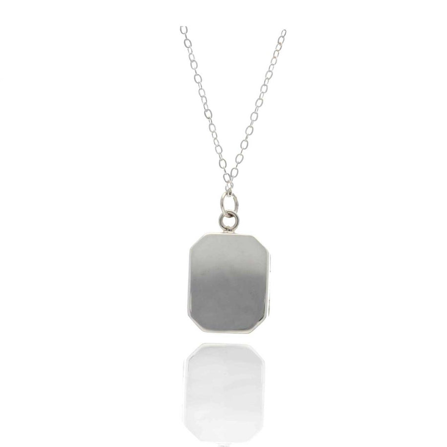 EC One Small Angled Rectangular Silver Locket Necklace
