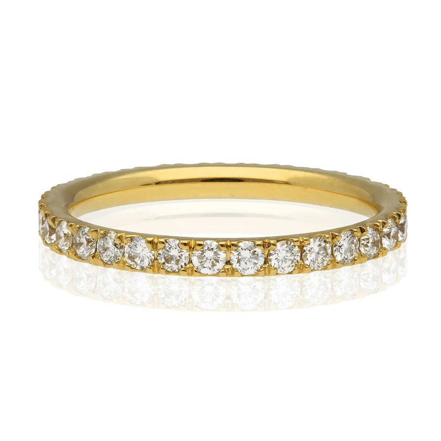 EC One 2mm Castel Set Diamond Eternity Ring Yellow Gold