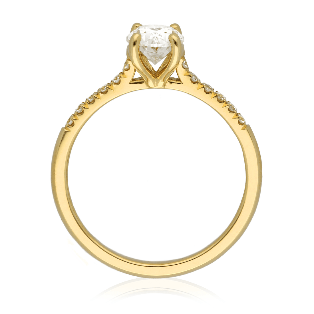 EC One ethical Nancy solitaire conflict free oval diamond recycled gold hand made in B Corp London workshop