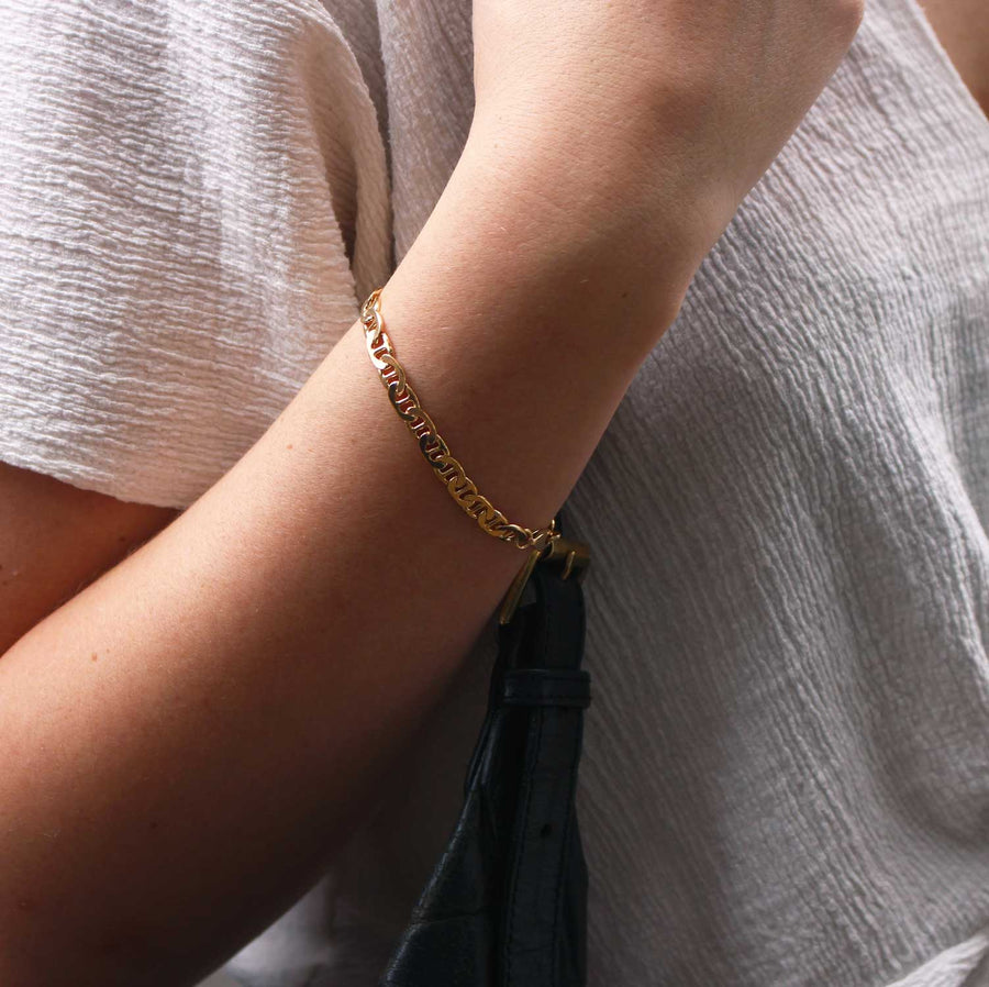 EC One recycled Gold Plated Anchor Chain Bracelet