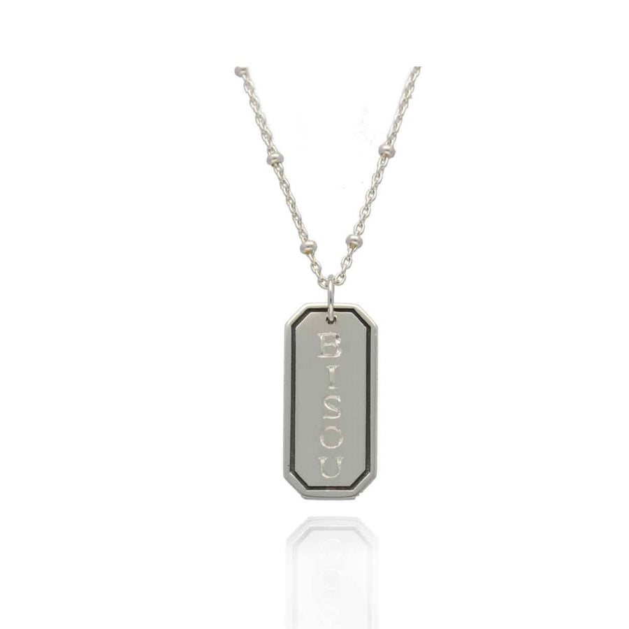 EC One recycled Silver "BISOU" Rectangular Pendant Necklace