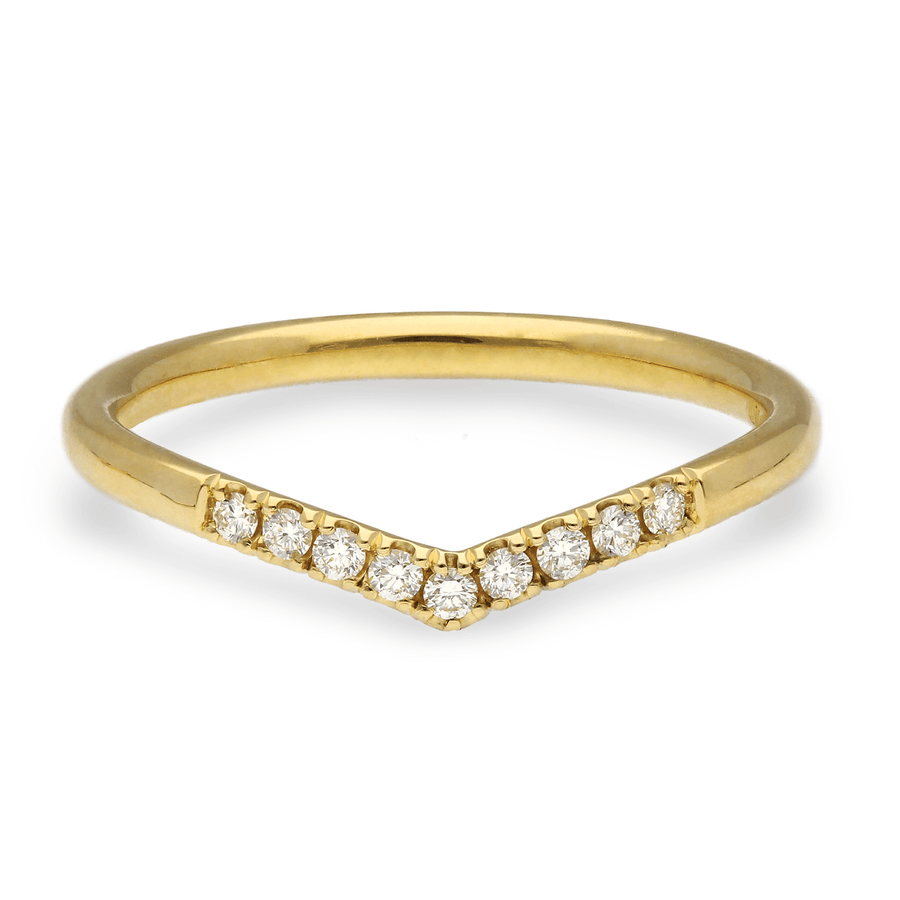 EC One Diamond V-shaped Wedding Ring Recycled Yellow Gold made in London