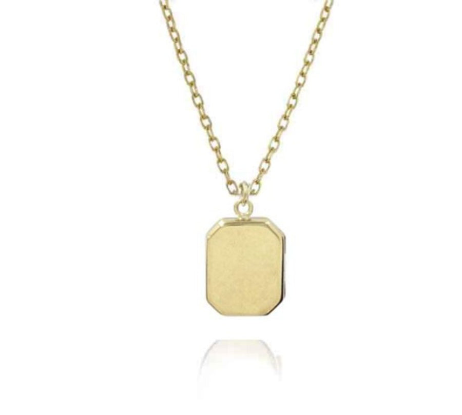 EC One recycled Small Angled Rectangular Gold Locket Necklace