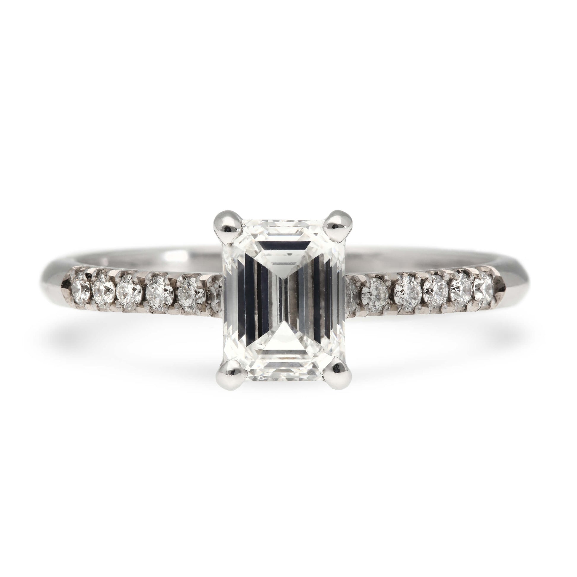EC One's ethical Nancy emerald cut diamond engagement ring made in London in our B Corp certified workshop