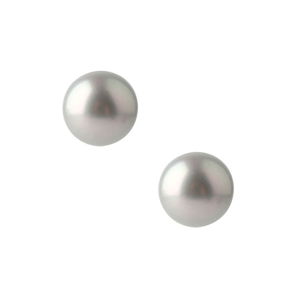 One Grey Round Pearl Gold Stud Earrings
