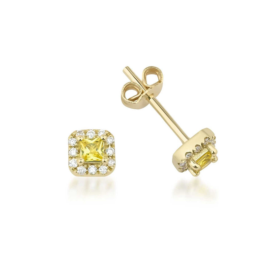 GFG FORTUNA Yellow Sapphire and diamond stud Earrings at EC One London