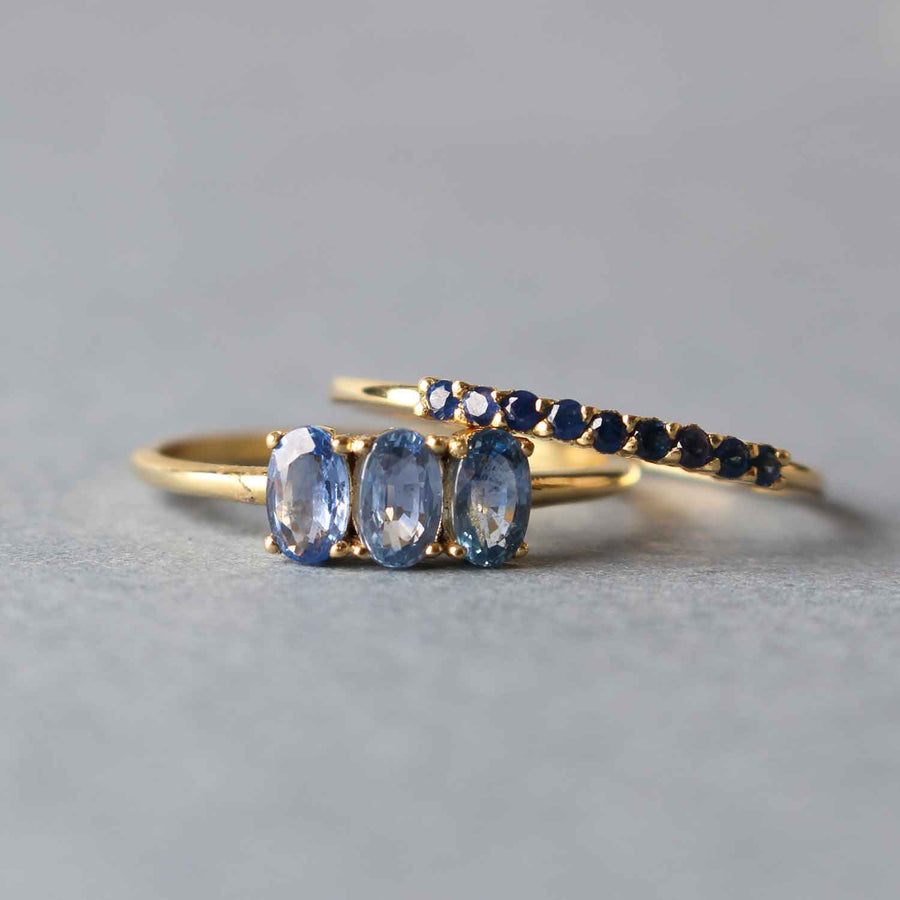 EC One GFG Dumom Triple Blue Sapphire Ring