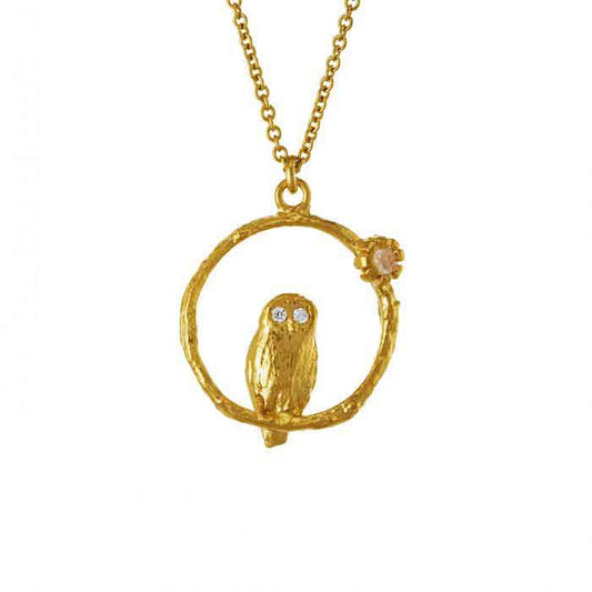 Alex Monroe Moonstone Owl Loop Necklace at EC One London