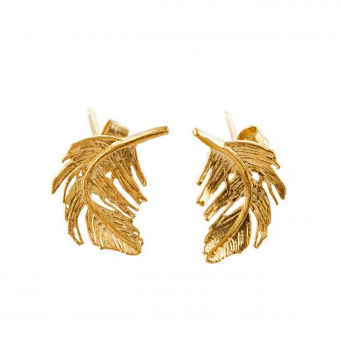 Alex Monroe Small Feather Studs Gold Plated at EC One