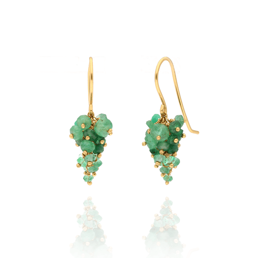 EC One Kate Wood Emerald Bunch Hook Earrings Gold plated