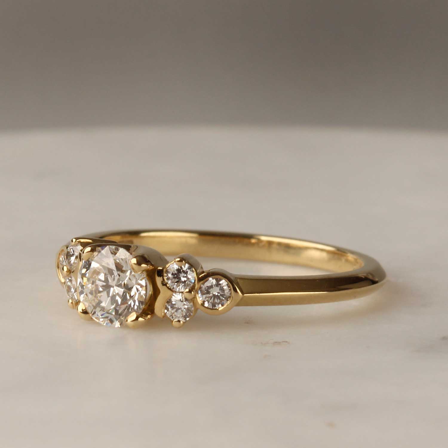 EC One ethical HATTY recycled yellow Gold conflict free diamond Engagement Ring made in our B Corp London workshop