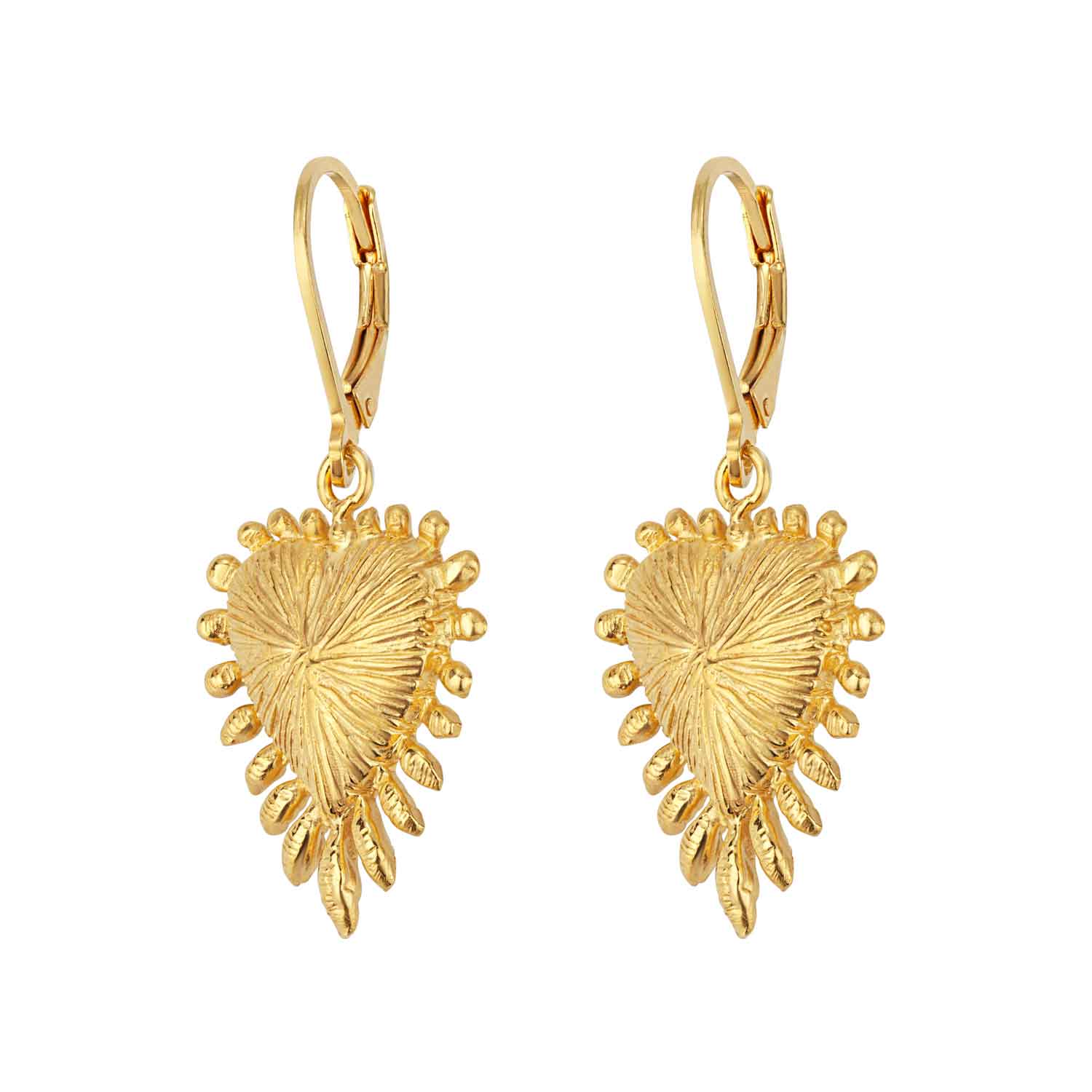 Zoe & Morgan Heart Rays Gold Plated Drop Earrings at EC One London