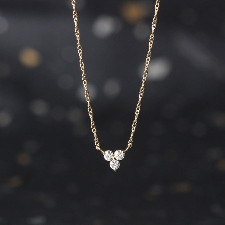 Single TRIO Diamond Yellow Gold Necklace