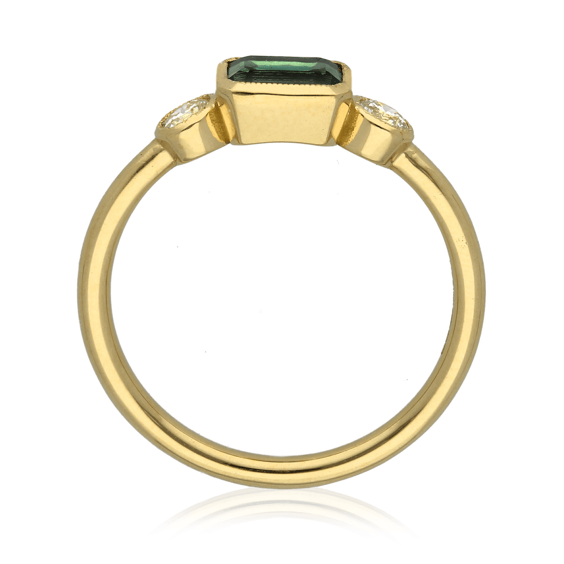 LOTTIE Millgrain Ethical Teal Sapphire Diamond Engagement Ring by EC One London