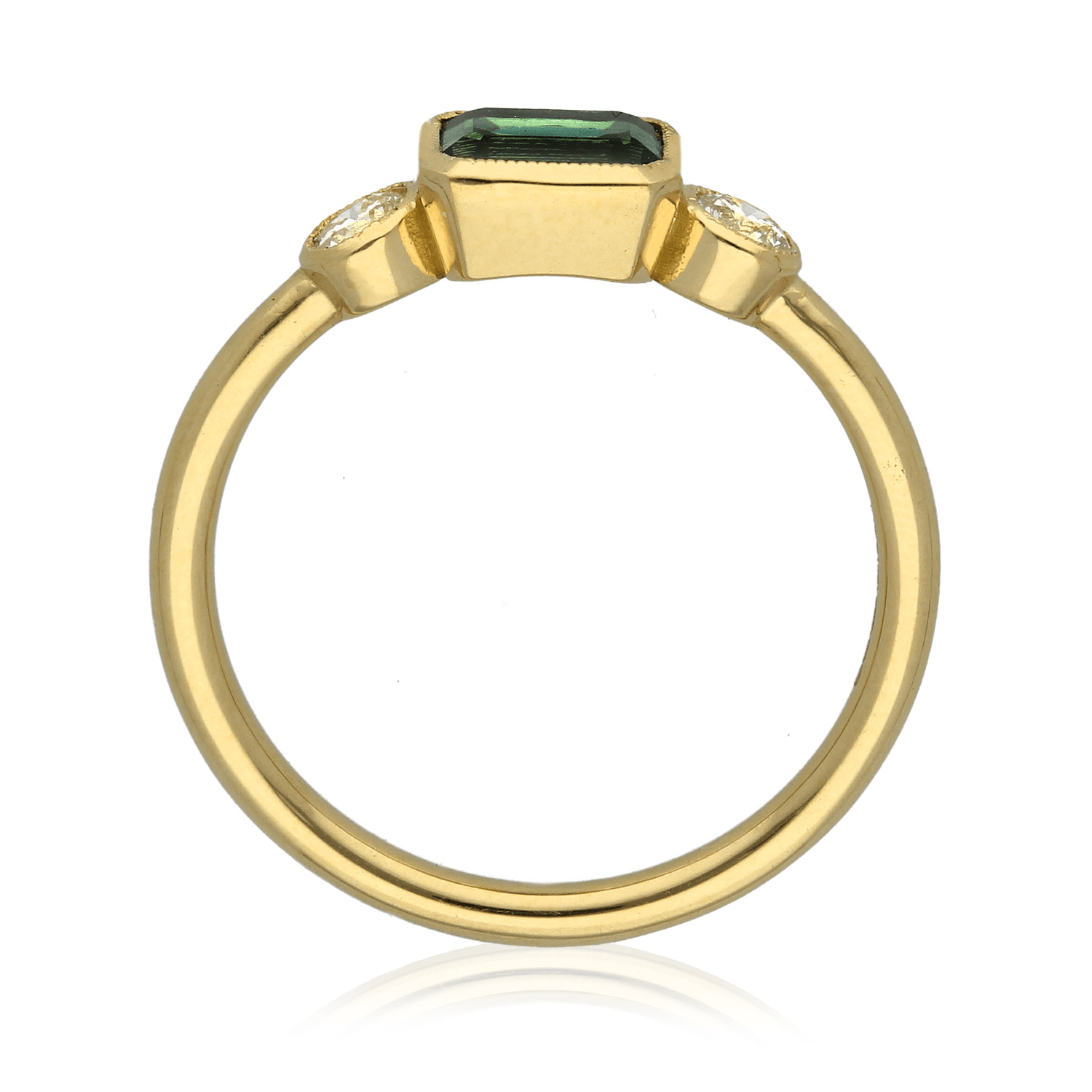 LOTTIE Millgrain Ethical Teal Sapphire Diamond Engagement Ring by EC One London