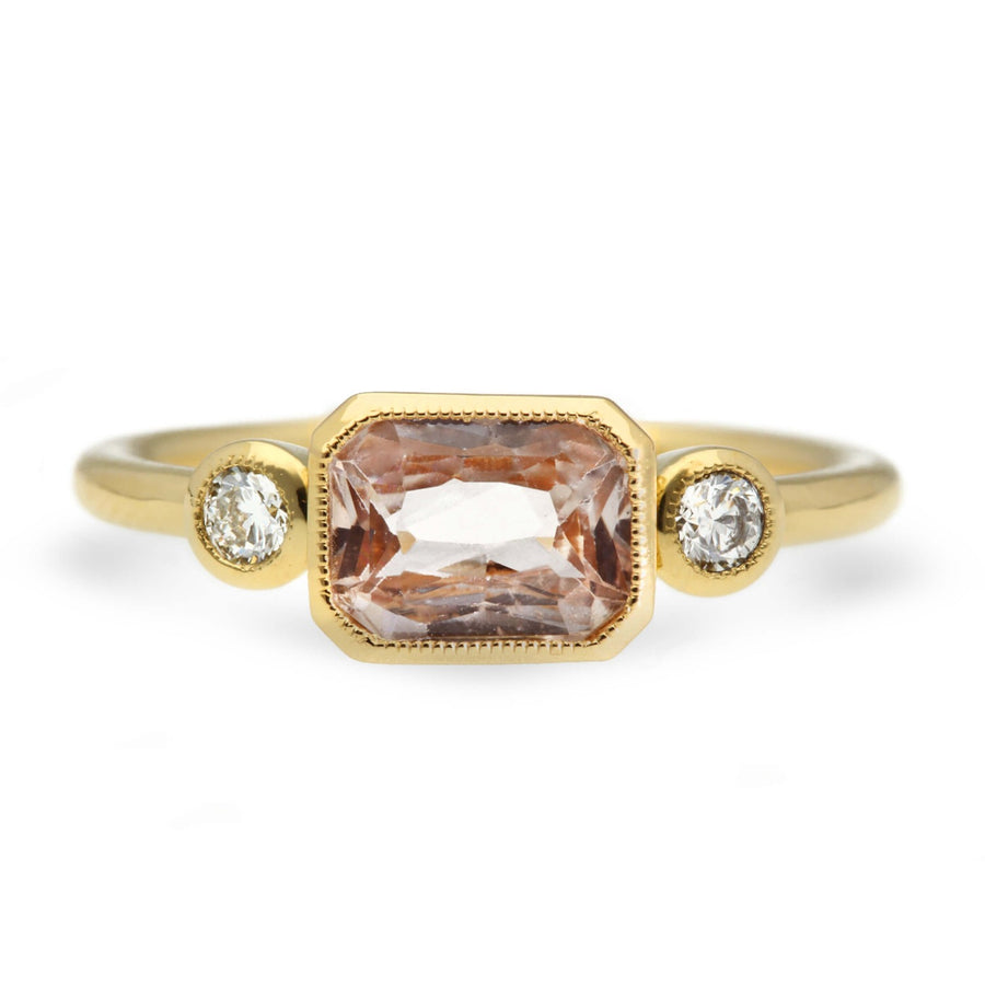 Lottie engagement ring by EC One peach sapphire and recycled gold