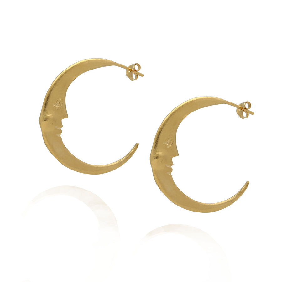 Manom Jewellery at EC One London Large Crescent Hoop Earrings Gold Plated