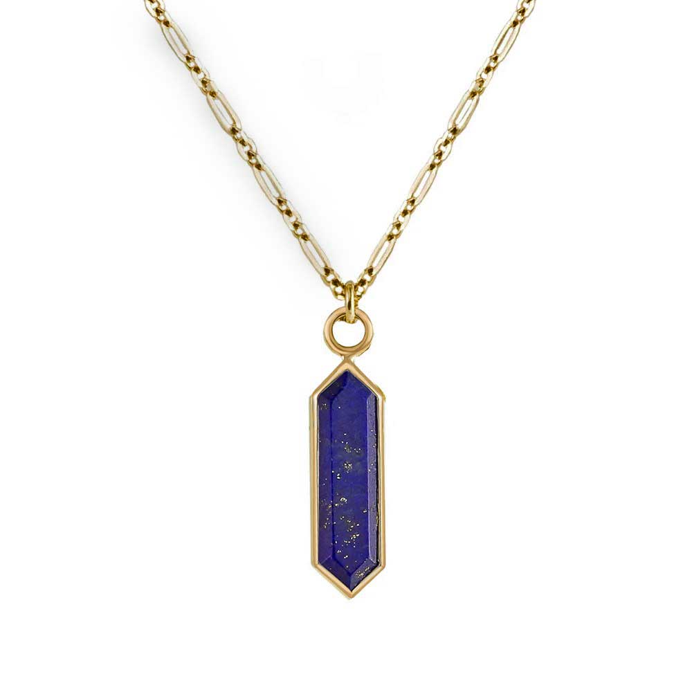 "Roma" Chain Necklace with "Hexa" Lapis Pendant by Metier at EC One