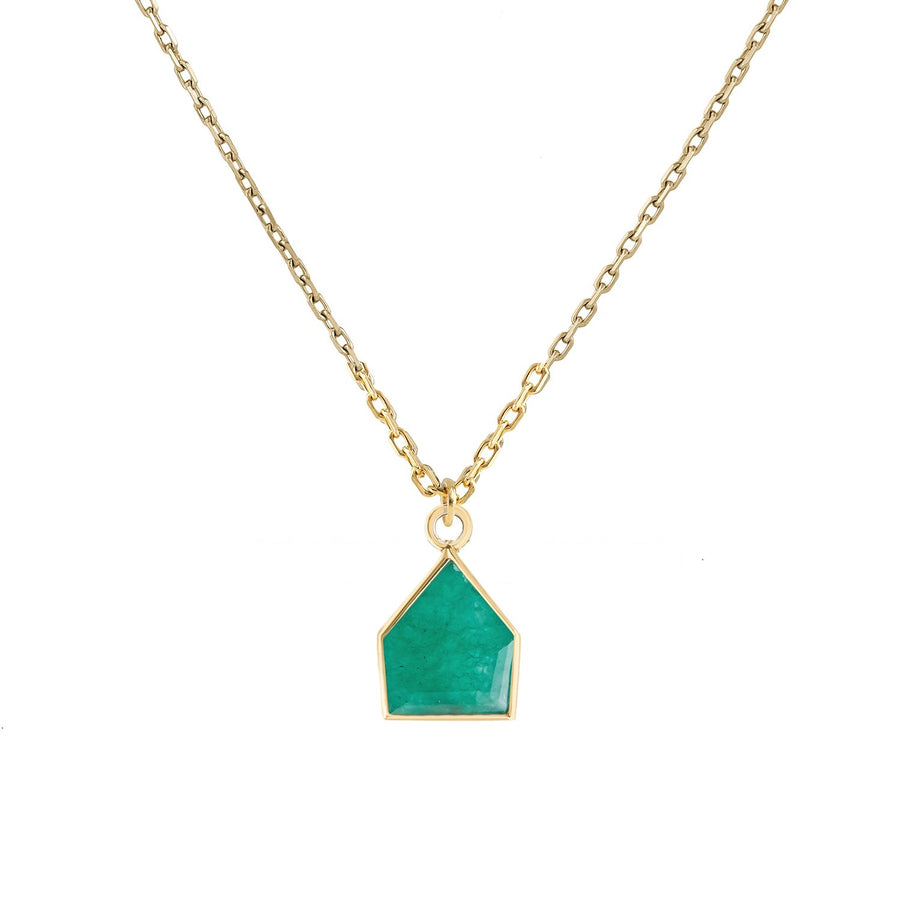 Metier at EC One Gold Chain Necklace with emerald Quartz MAISON Pendant