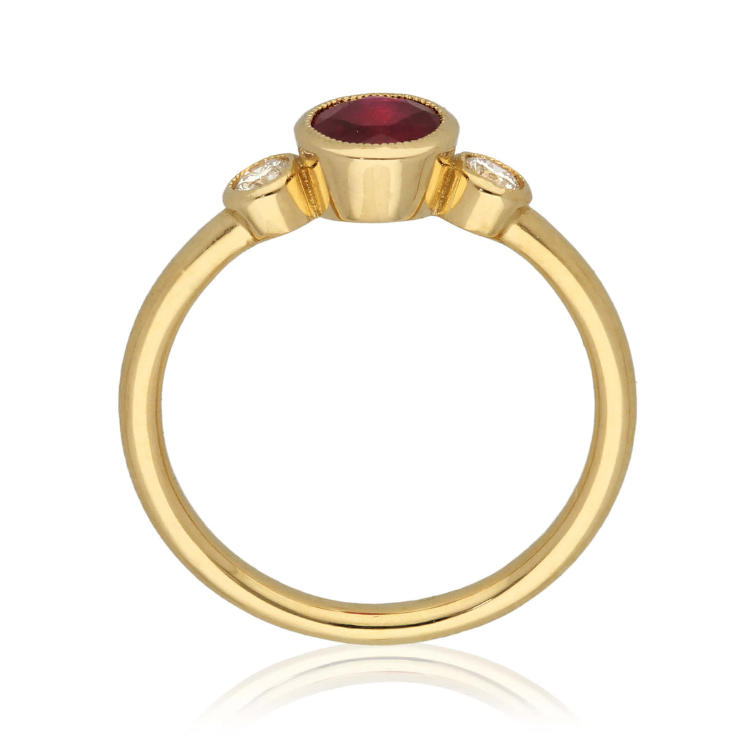 NINA Milgrain Ruby Diamond Engagement Ring