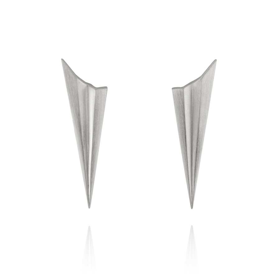 Silver Long Pleated Studs
