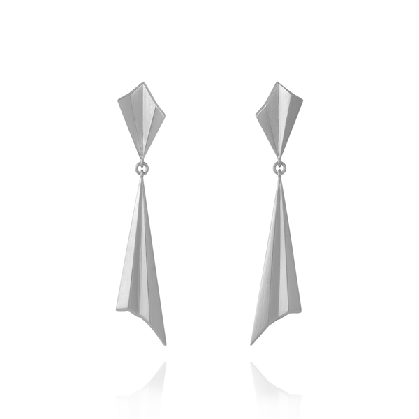 EC One Alice Barnes Silver drop pleated earrings