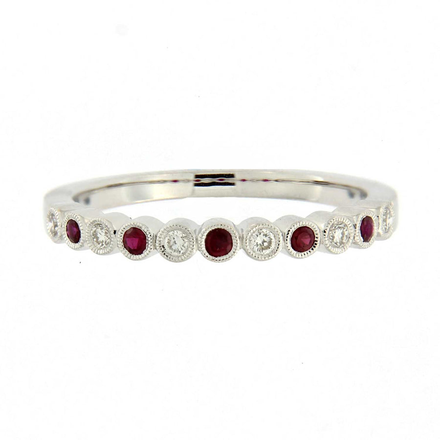 Ungar and Ungar at EC One London White Gold Round Ruby and Diamond Half Eternity Ring