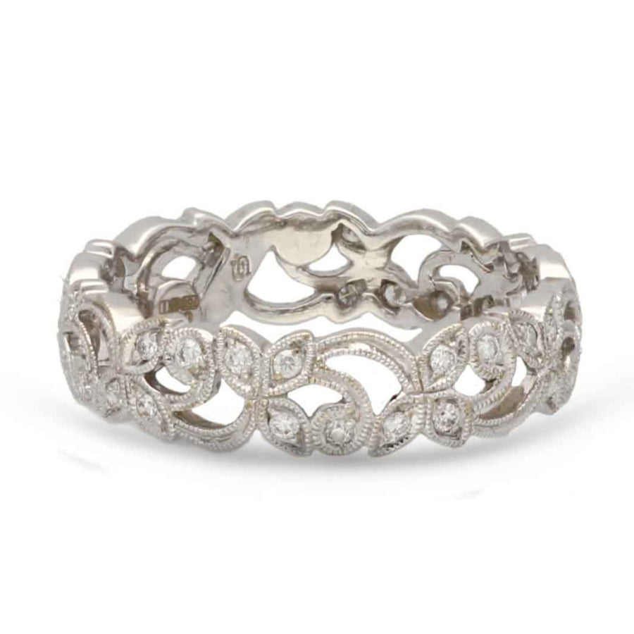 Ungar and Ungar Medium White Gold Diamond Floral Band