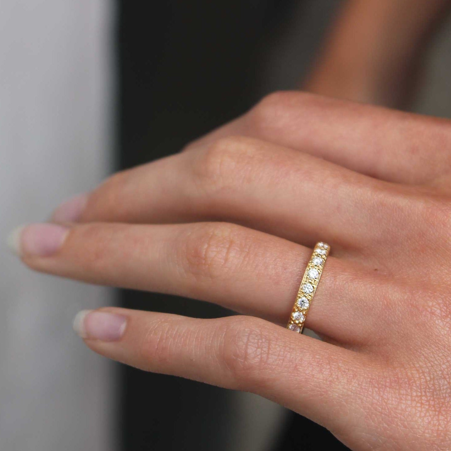 EC One Wide "Emma" Diamond recycled Yellow Gold Eternity Ring