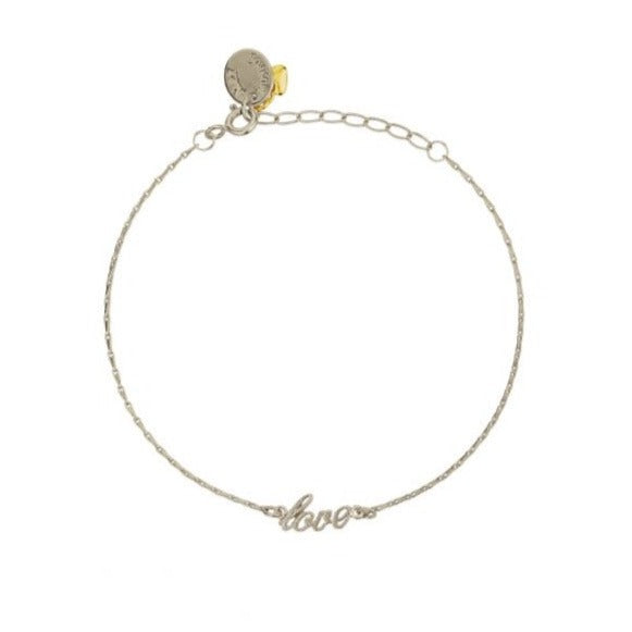 Alex Monroe Tiny LOVE Bracelet Silver at EC One London