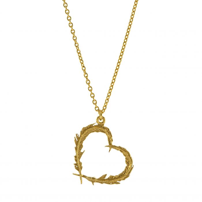 Feather Heart Necklace Gold Plated