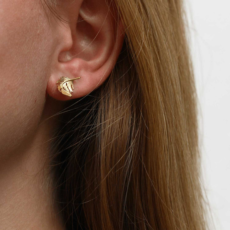 Alex Monroe Small Feather Studs Gold Plated at EC One