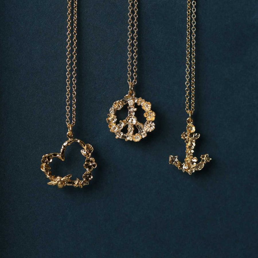 Alex Monroe Floral Anchor Hope Necklace gold plated recycled silver at EC One London