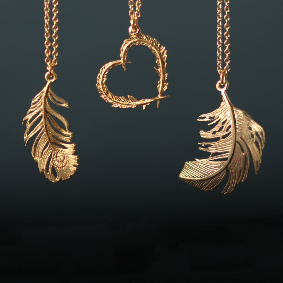 Alex Monroe Feather Heart Necklace Gold Plated at EC One London