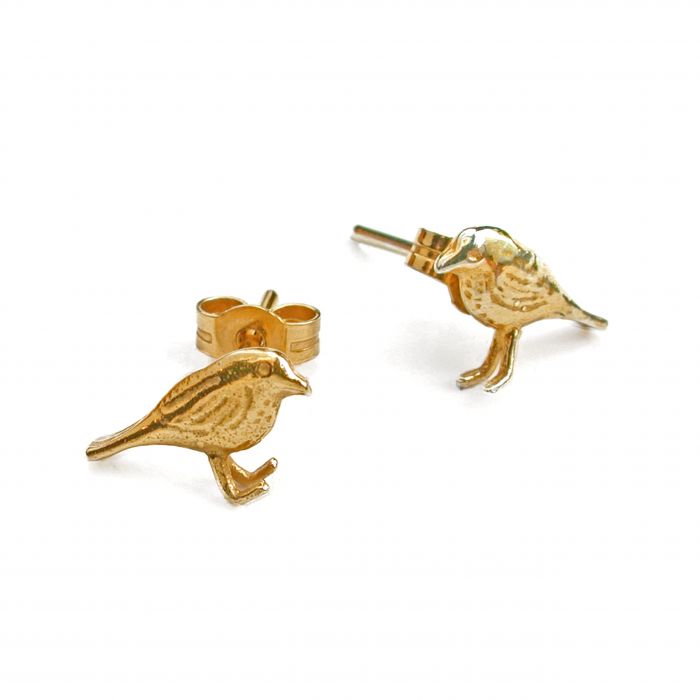 Alex Monroe Little Robin Studs Gold Plated at EC One London