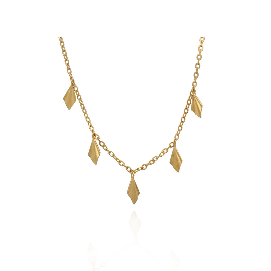 Alice Barnes Pleated Multi Fan Necklace Gold Plated at EC One london
