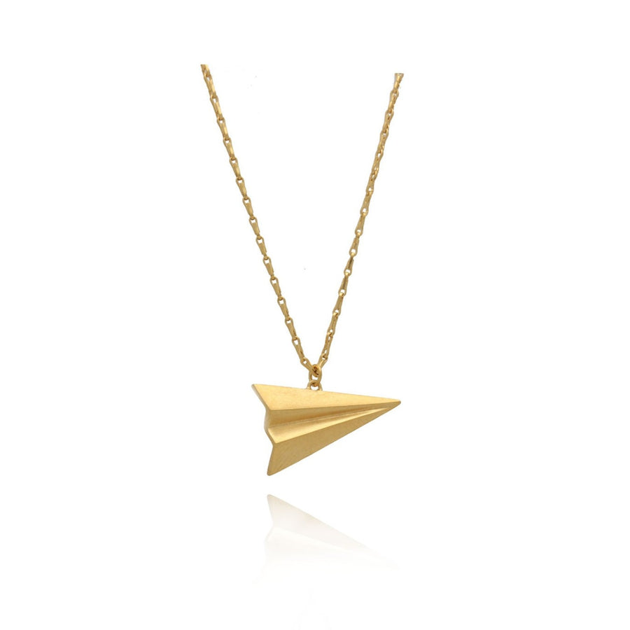 Alice Barnes Long Paper Plane Necklace Gold Plated at EC One London