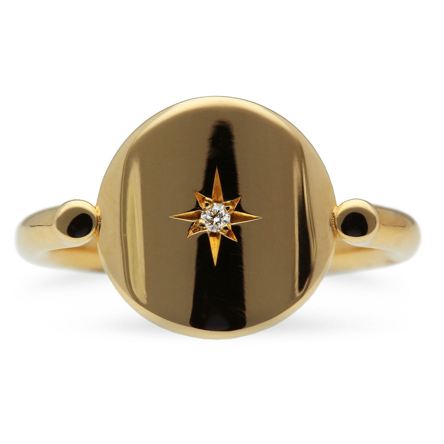 EC One Gold Roman ring with star-set diamond