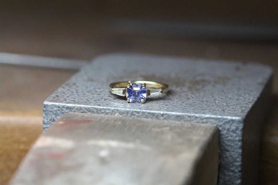 EC One JESSICA Ethical Octagon Blue Sapphire Engagement Ring handmade in London