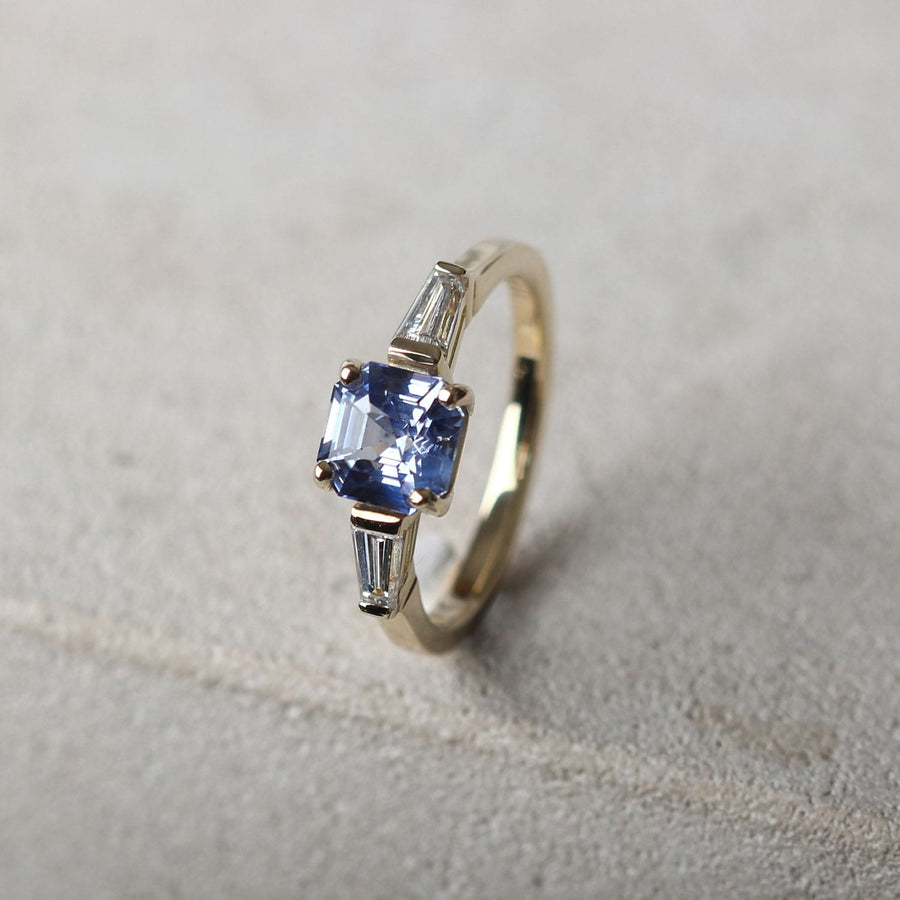 EC One JESSICA Ethical Octagon Blue Sapphire Engagement Ring handmade in London