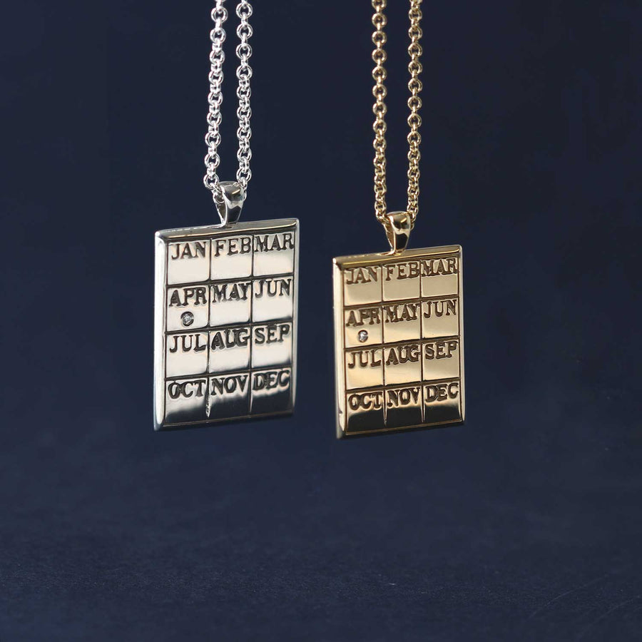 CALENDAR Necklace with Diamond Gold Plated made by EC One in London