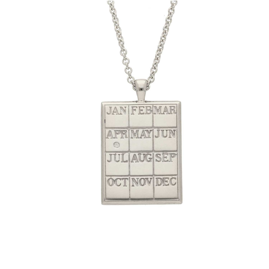 CALENDAR Necklace with Diamond recycled silver made by EC One in London