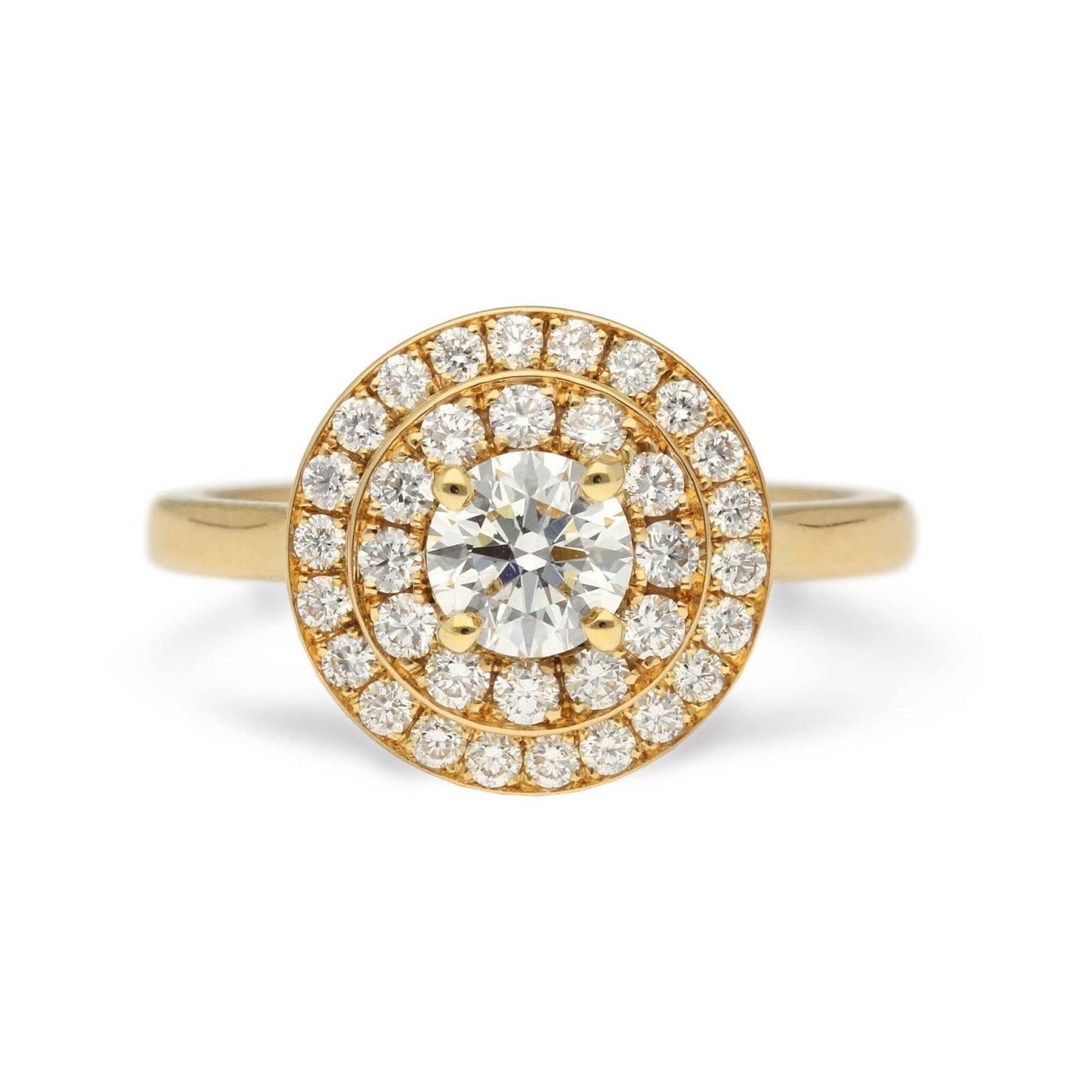ISABELLA Yellow Gold Double Halo Diamond Engagement Ring made by EC One London in their B Corp certified workshop
