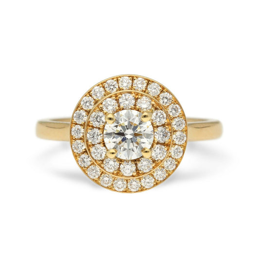 ISABELLA Yellow Gold Double Halo Diamond Engagement Ring made by EC One London in their B Corp certified workshop