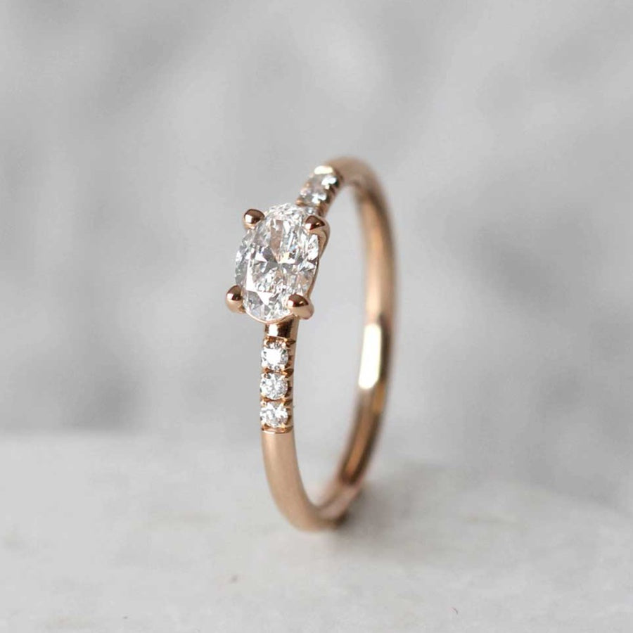 EC One LOIS Rose Gold Oval Diamond Engagement Ring made in B Corp workshop London